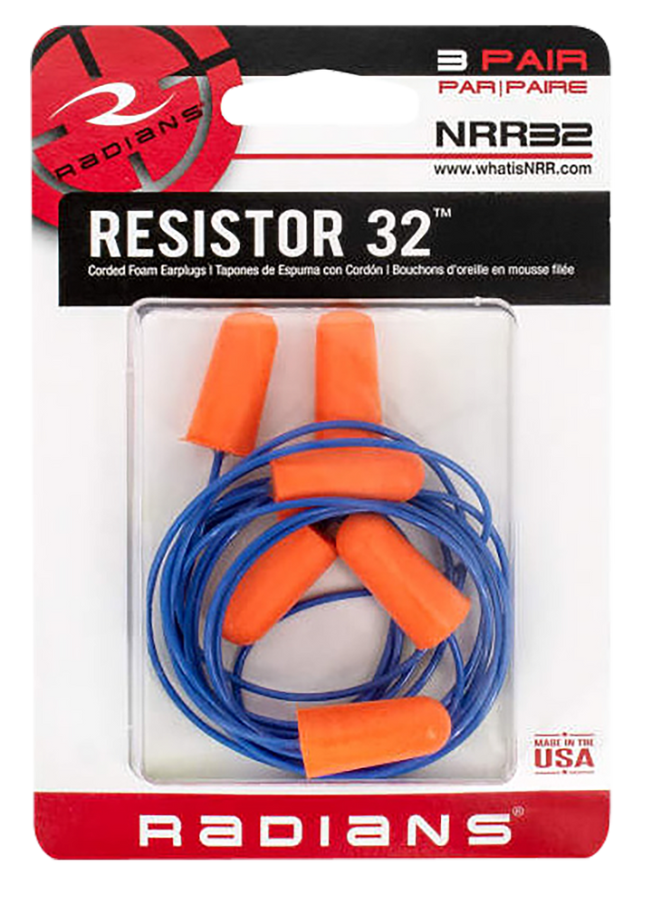 Radians Foam Ear Plugs, Rad Fp8100bp Foam Plugs Corded 3pr