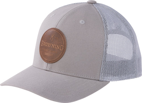Browning Cap Batch Gray - Leather Circle Patch Snapback