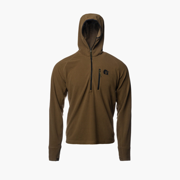 Gator Waders Waypoint Grid Fleece 1/2 Zip Hoodie | Womens - Coyote
