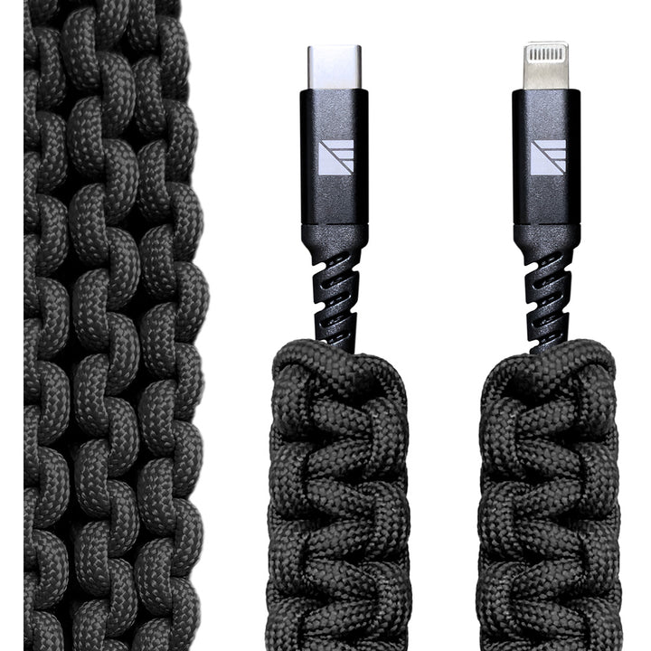 Dark Energy Lightning To C Paracord Cable Black