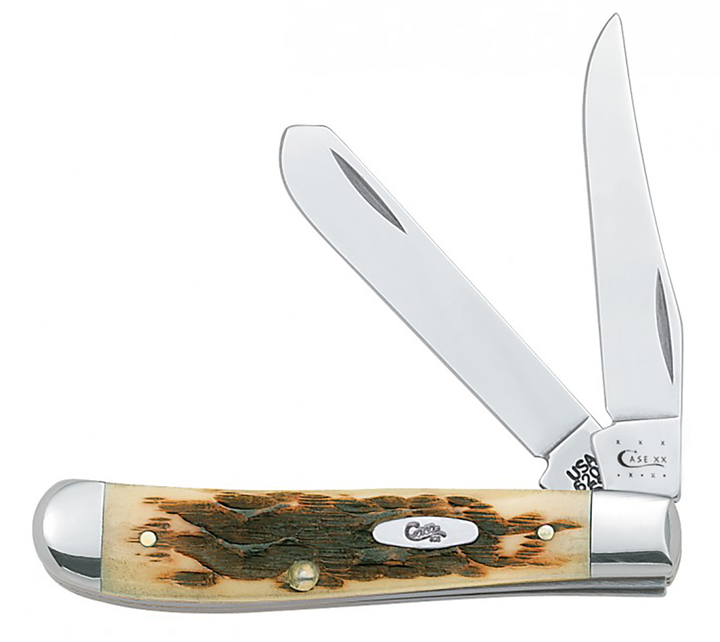 Case Trapper, Case 00013 Amber Bone Peach Seed Jig Mini Trapper
