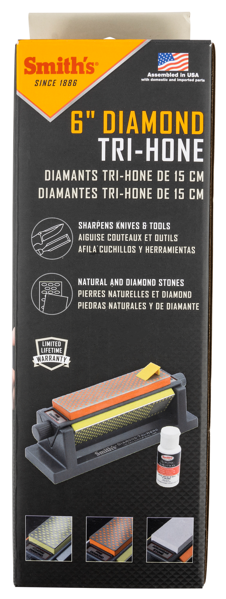 Smiths Products Tri-hone, Smiths 50380 Ao62004 6in Diamond Tri-hone Stone