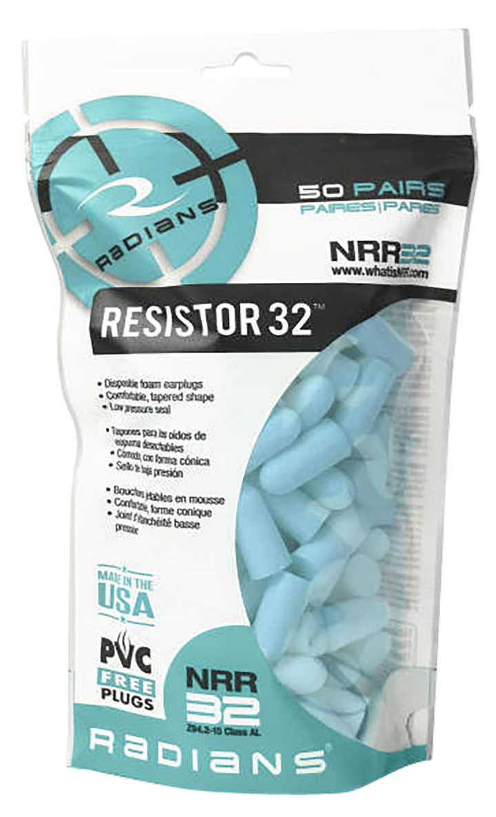 Radians Resistor, Rad Fp70abg/50 Foam Plugs Aqua 50pr