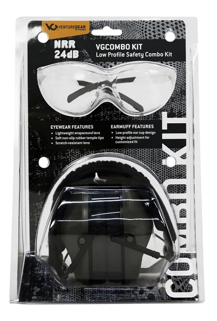 Pyramex Low-profile Combo Kit, Pyra Vgcombo110 Clr Glass/muff Gry Combo