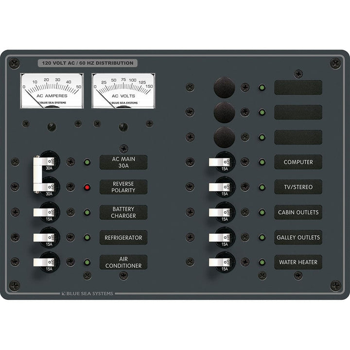 Blue Sea Systems Blue Sea 8076 AC Main +11 Positions Toggle Circuit Breaker Panel - White Switches Electrical
