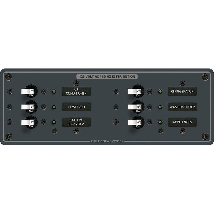 Blue Sea Systems Blue Sea 8097 AC 6 Position Toggle Circuit Breaker Panel - White Switches Electrical
