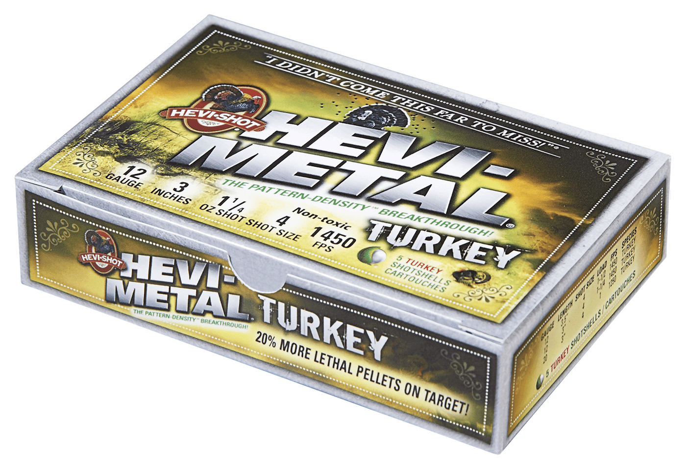 Hevishot Hevi Shot Hevi Metal Turkey Loads 12 Ga. 3.5 In. 1 1/4 Oz. 4 Shot 5 Rd. Ammo