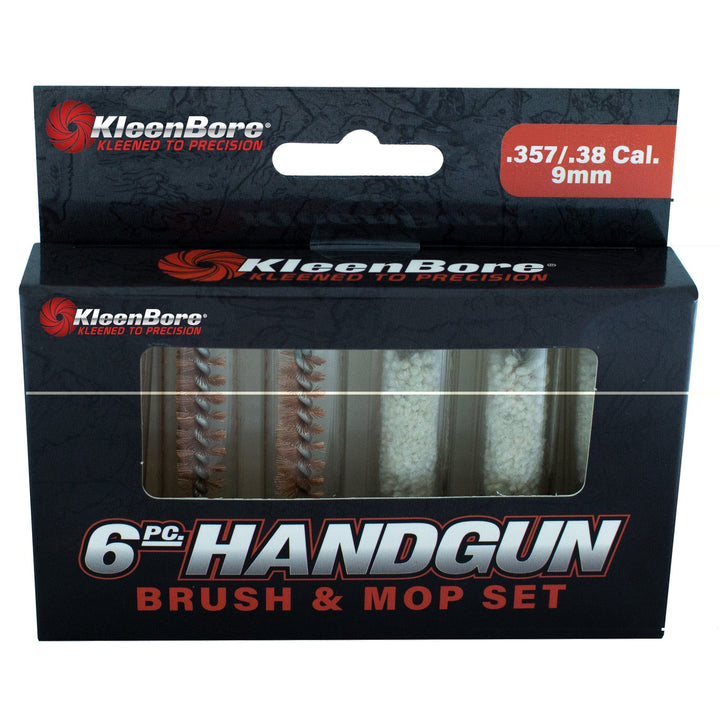Kleen-Bore Kleen Br Hg 9mm Brush & Mop Set 6pc Gun Care