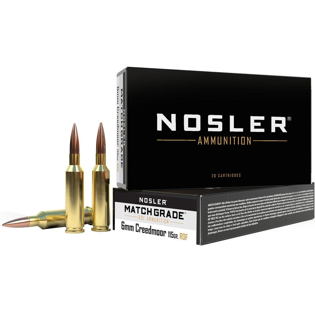Nosler Bullets Nosler Match Grade Rifle Ammunition 6mm Creedmoor 115 Gr. Rdf Hpbt 20 Rd. Ammo