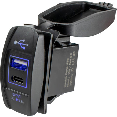 Sea-Dog Sea-Dog USB & USB-C Rocker Switch Style Power Socket Electrical