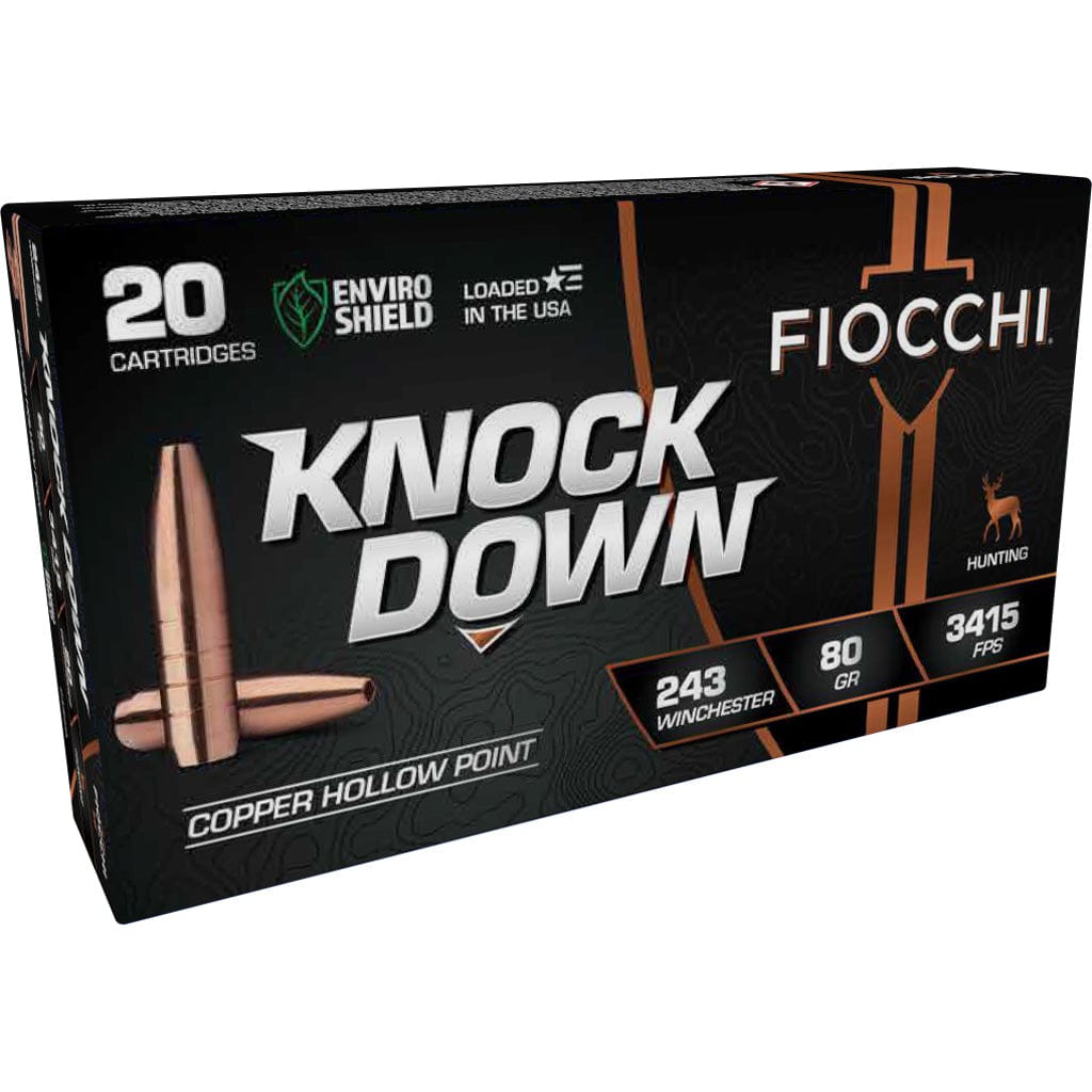 Texas Fowlers Fiocchi Knock Down Rifle Ammo 243 Win. 80 Gr. Copper Hp 20 Rd. Ammunition