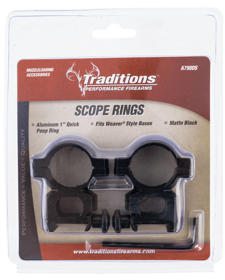 Traditions Traditions Scope Ring Set, Trad A798ds Alum 1in Rings Quick Peep Optics Accessories