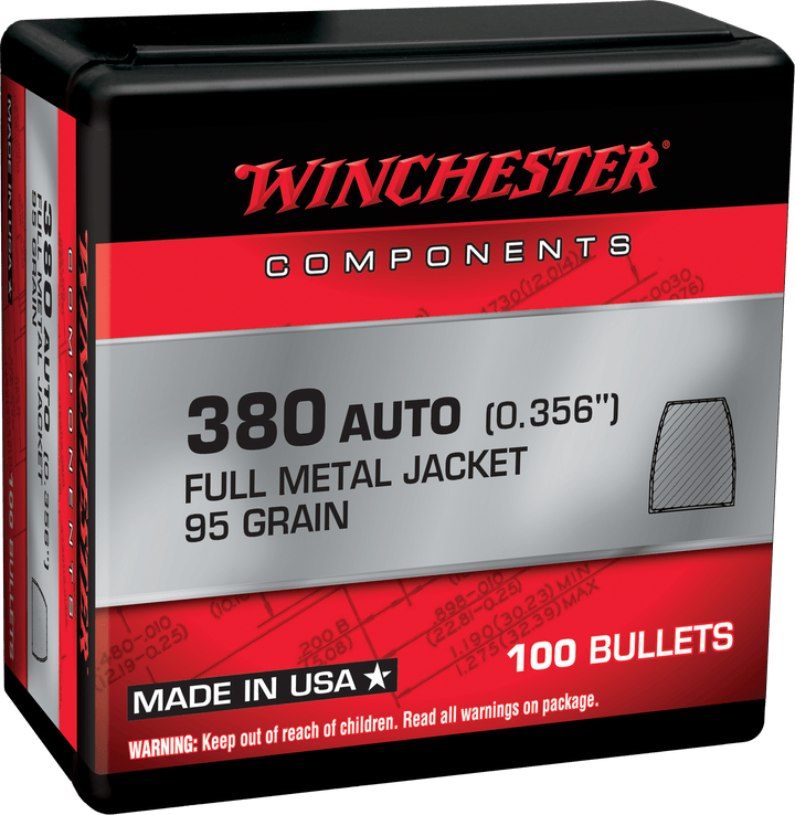 Winchester Ammo Winchester Ammo Centerfire Handgun, Win Wb380mc95x Bul 380 95 Fmj 100/10 Reloading