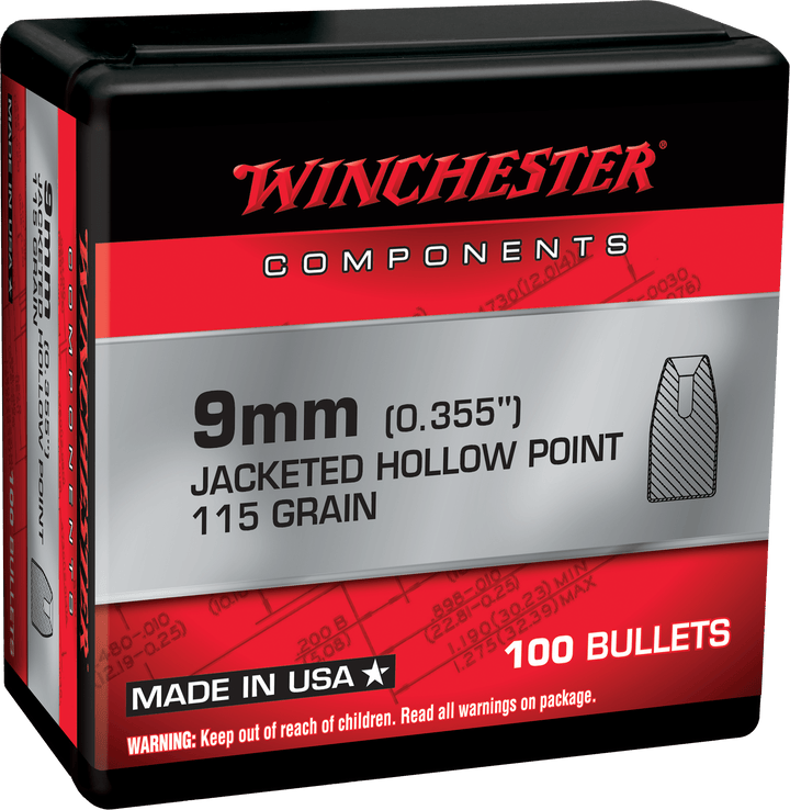 Winchester Ammo Winchester Ammo Centerfire Handgun, Win Wb9jhp115x Bul 9mm 115 Jhp Retail 100/10 Reloading