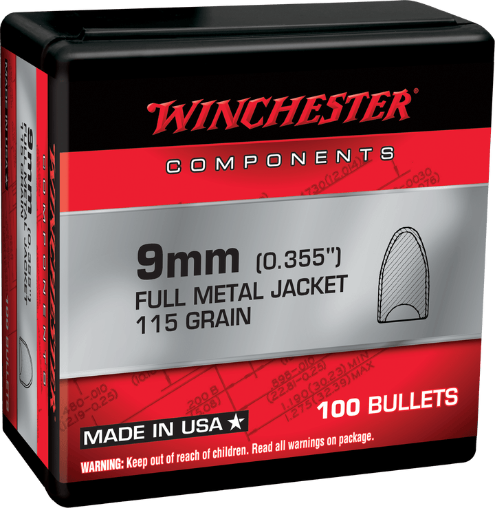 Winchester Ammo Winchester Ammo Centerfire Handgun, Win Wb9mc115x Bul 9mm 115 Fmjfb 100/10 Reloading