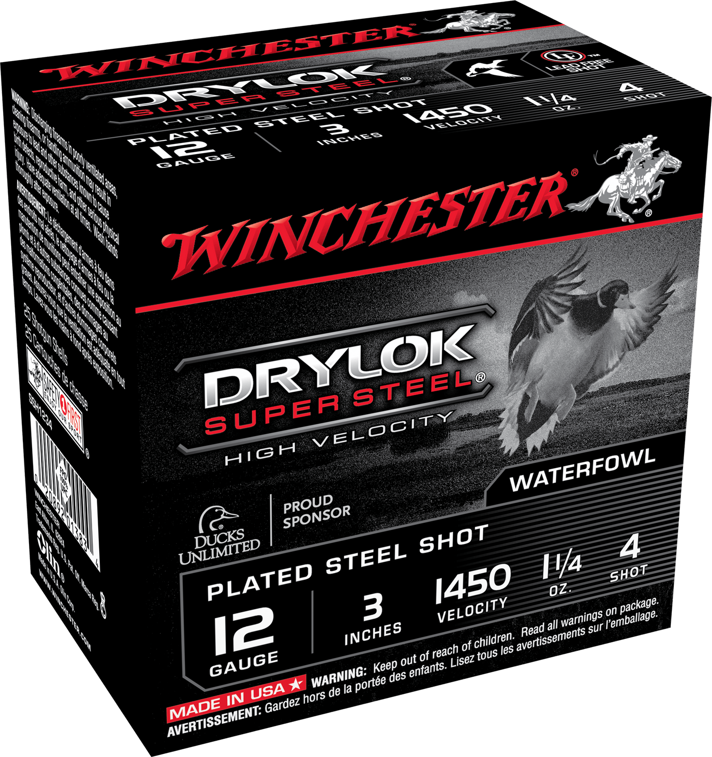 Winchester Ammo Winchester Drylok High Velocity Plated Load 12 Ga. 3 In. 1 1/4 Oz. 4 Shot 25 Rd. Ammo