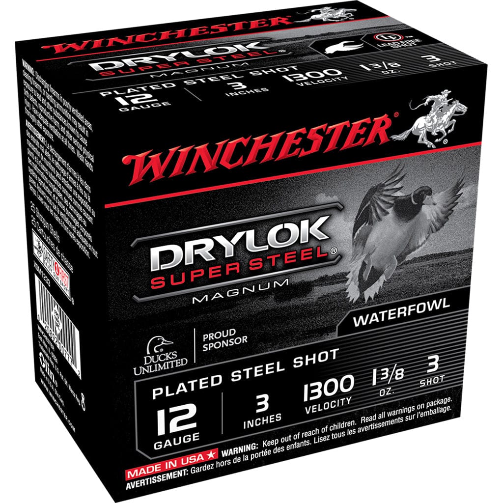 Winchester Ammo Winchester Drylok Magnum Plated Load 12 Ga. 3 In. 1 3/8 Oz. 3 Shot 25 Rd. Ammo