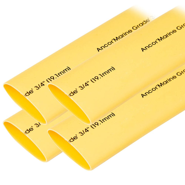 Ancor Ancor Heat Shrink Tubing 3/4" x 6" - Yellow - 4 Pieces Electrical