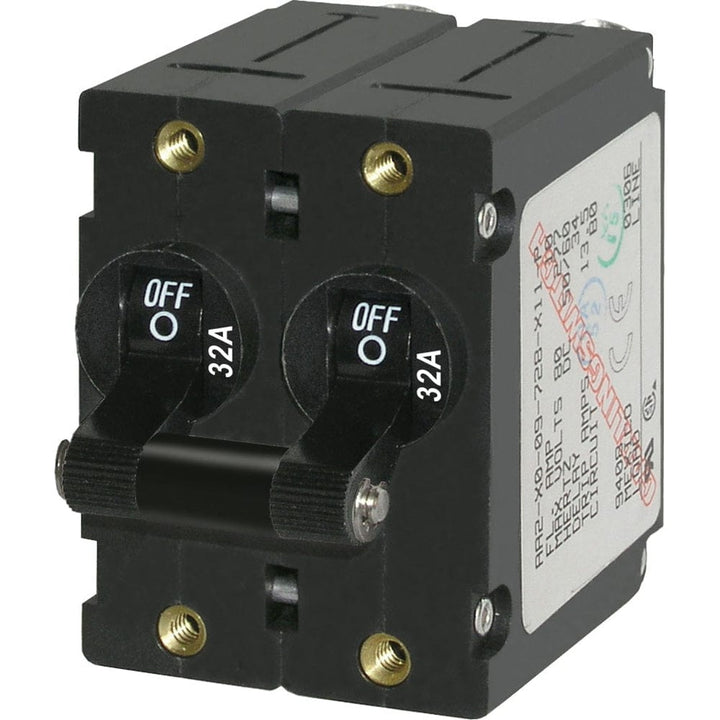 Blue Sea Systems Blue Sea 7349 A-Series Double Pole Toggle - 32A - Black Electrical