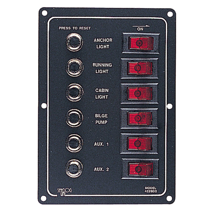 Sea-Dog Sea-Dog Aluminum Circuit Breaker Panel - 6 Circuit Electrical