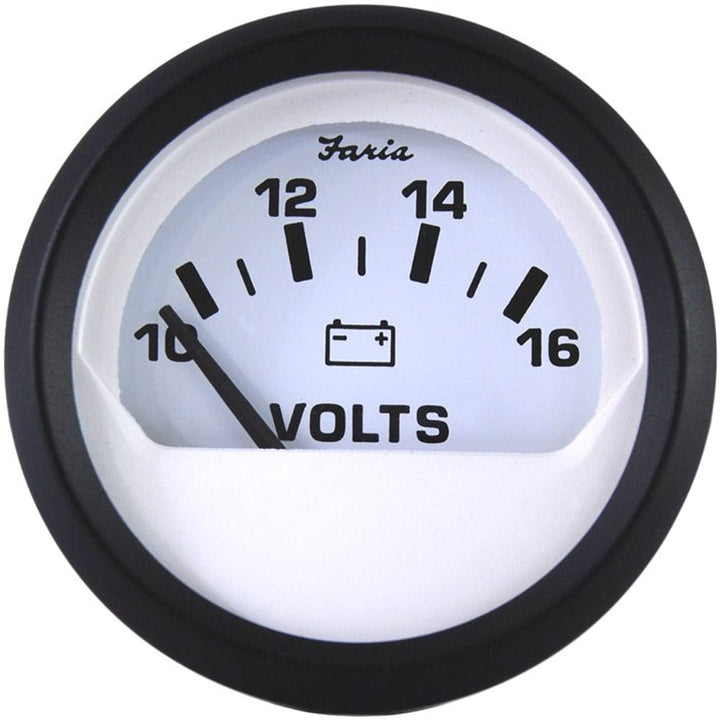 Faria Beede Instruments Faria Euro White 2" Voltmeter (10-16 VDC) Marine Navigation & Instruments