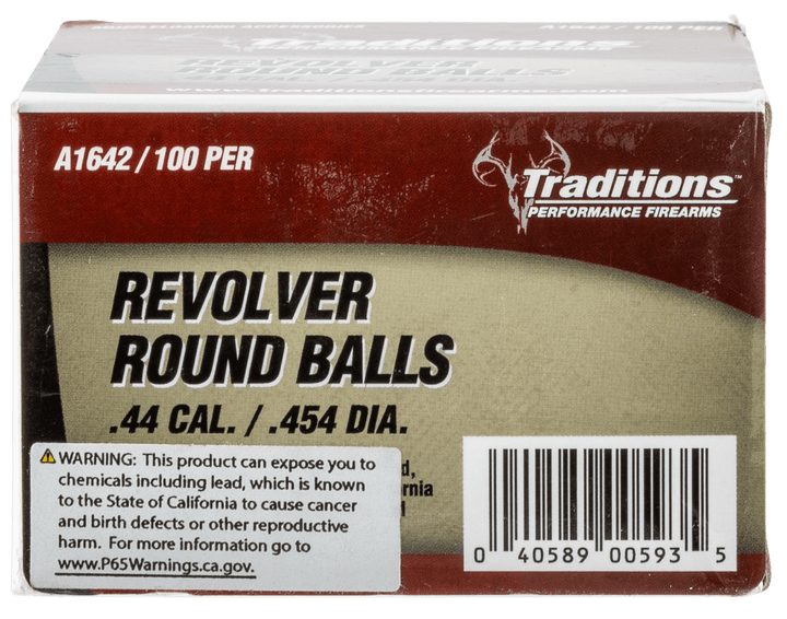 Traditions Traditions Revolver, Trad A1642 Revlvr Round Ball .454 100 Muzzleloading