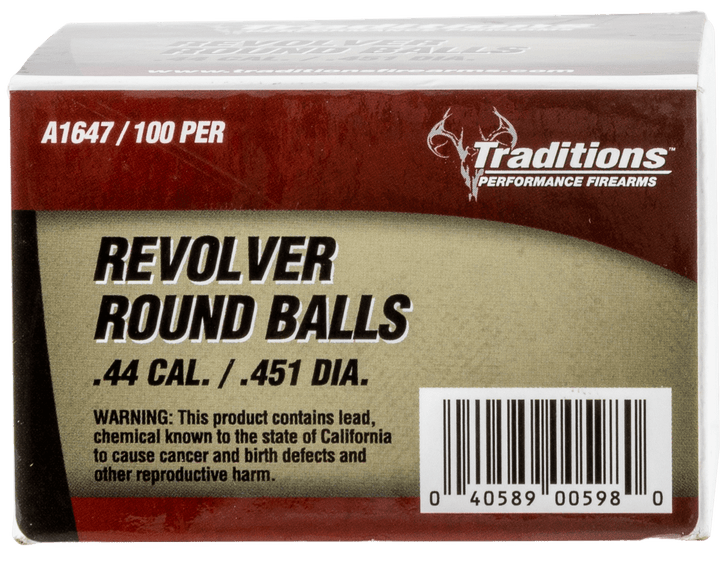 Traditions Traditions Revolver, Trad A1647 Revlvr Round Ball .451 100 Muzzleloading