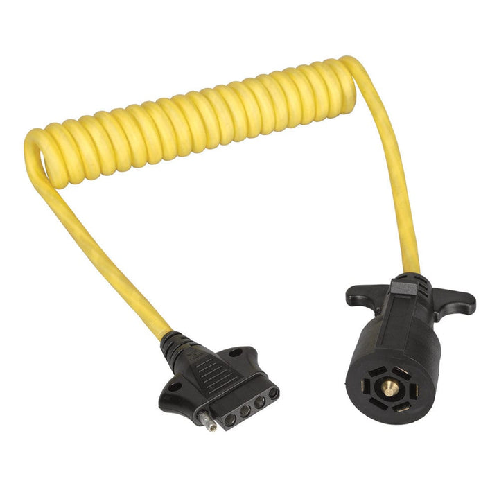 Wesbar Wesbar 7-Way Trailer to 5-Way Flat Car End Coiled Jumper w/ 4ft cable Trailering