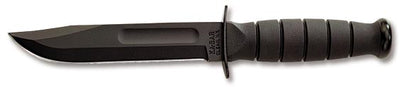 Ka-Bar Short Fixed 5.25 in Black Combo Blade Leather Handle
