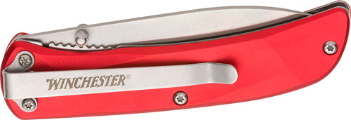 Winchester Knife 6.75" Oal  Ss - /red Aluminum Handle W/clip