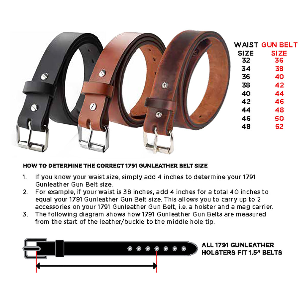 1791 Gunleather Gun Belt Pant: 36 Belt: 40 Stealth Black