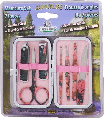 Rivers Edge Womens 7-piece - Manicure Set Pink Camo