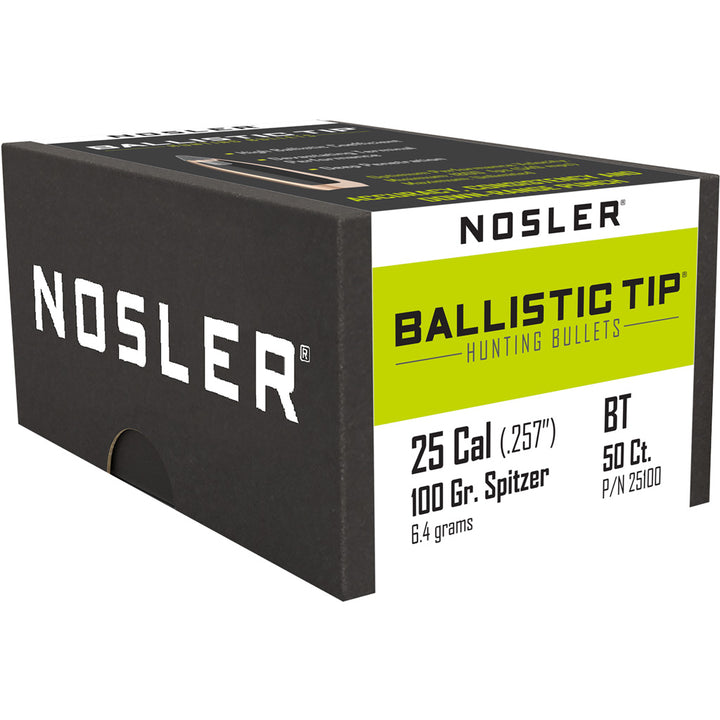 Nosler Ballistic Tip Hunting Bullets .25 Cal. 100 Gr. Spitzer Point 50 Pk.