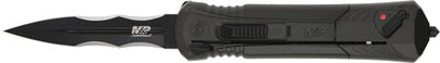 S&w Knife M&p Otf 3.5" Aus-8 - Blade Tip Down Carry W/safety