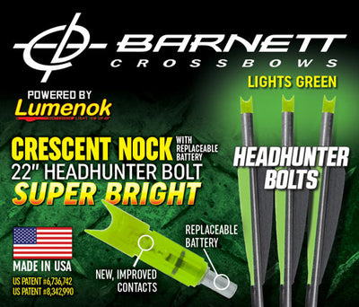 Lumenok Xbow Arrow 22" Barnett - Headhunter Green Crescent 3pk