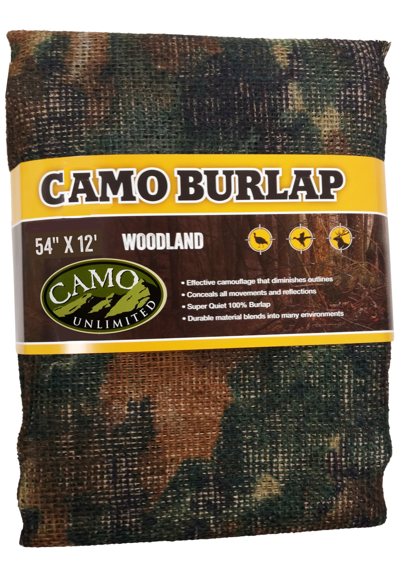 Camo Unlimited Burlap, Camo 9540    Burlap Woodland 54x144
