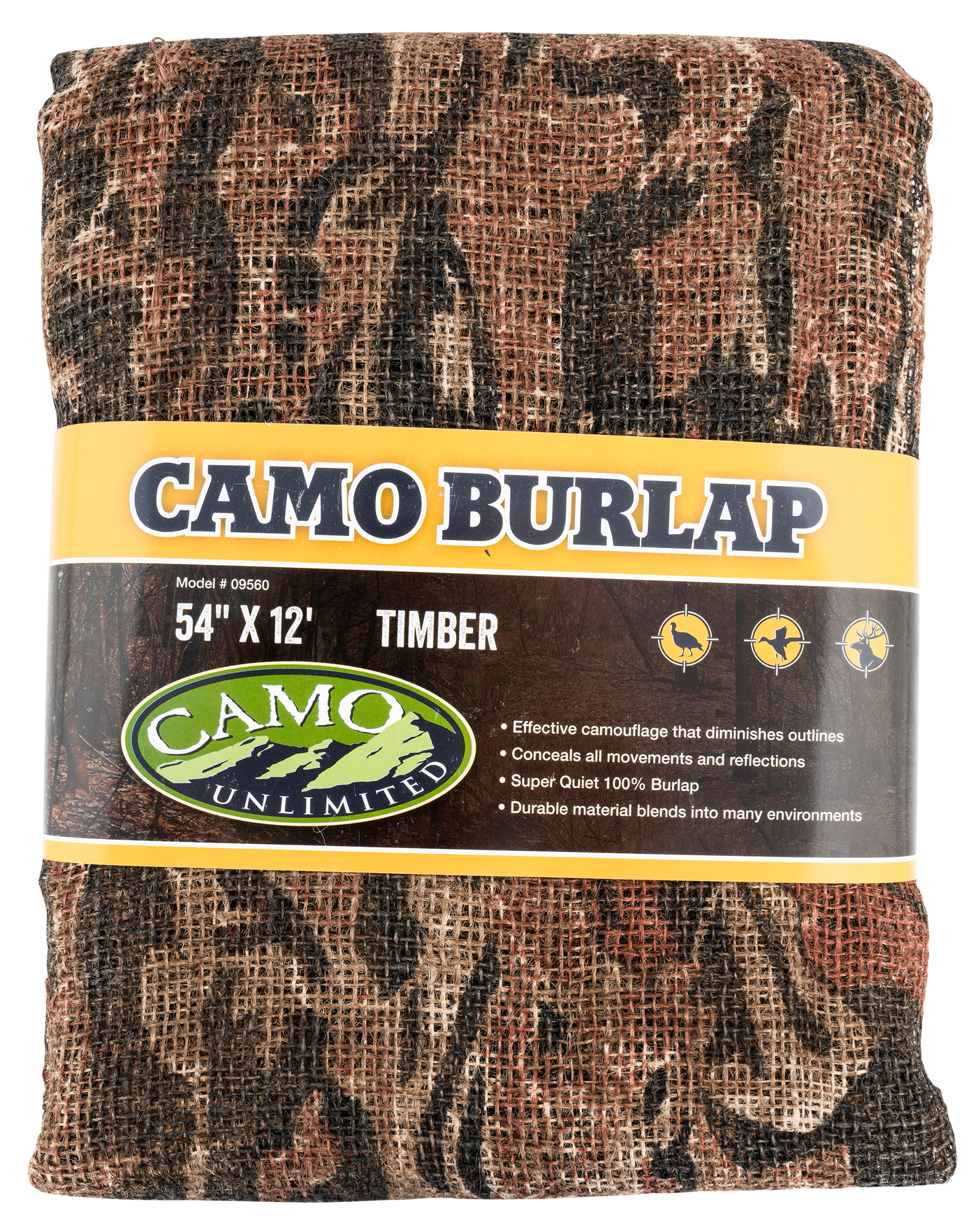 Camo Unlimited Burlap, Camo 9560    Burlap Timber   54x144