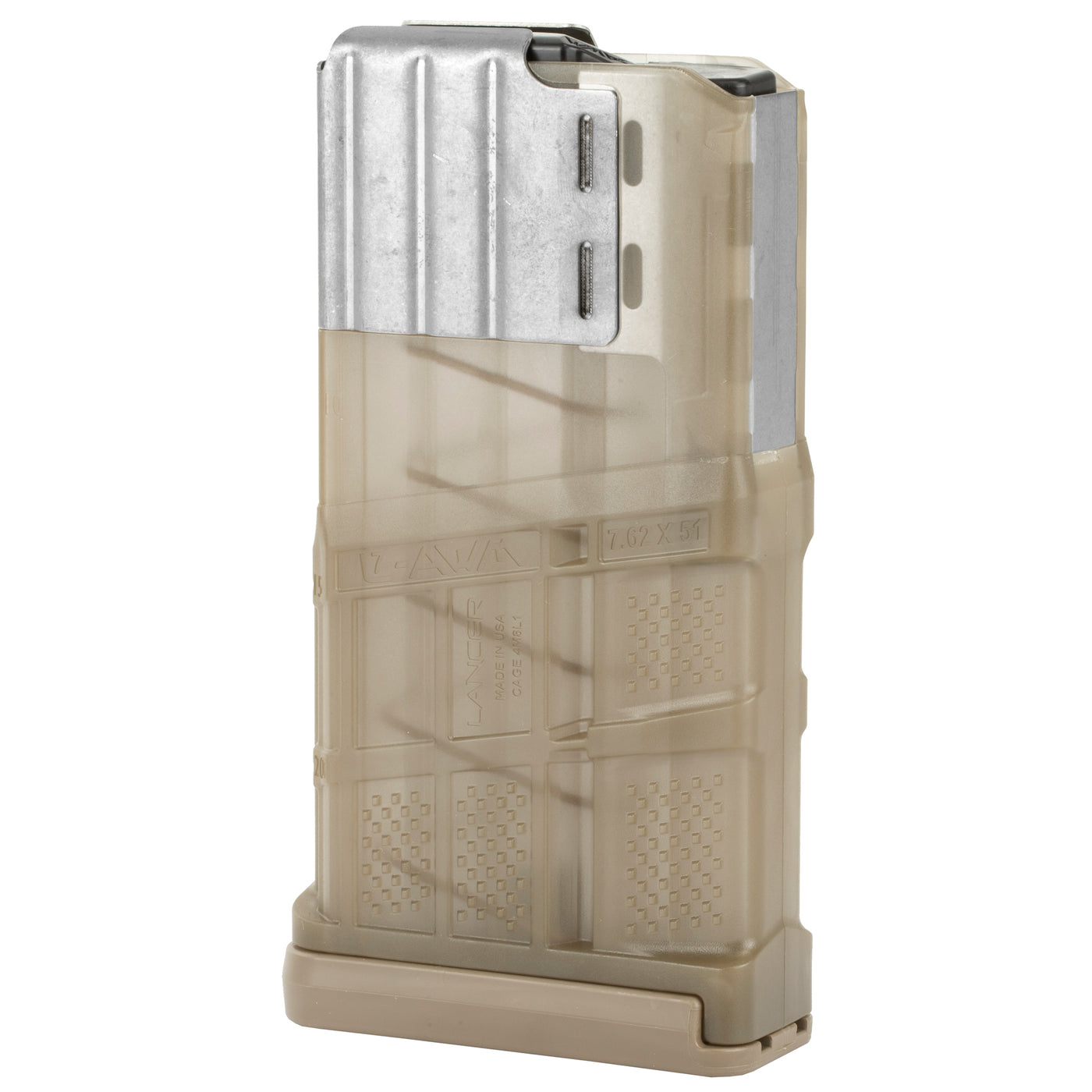 Lancer Magazine L7awm Sr-25 - 7.62x51 20rd Translucent Fde
