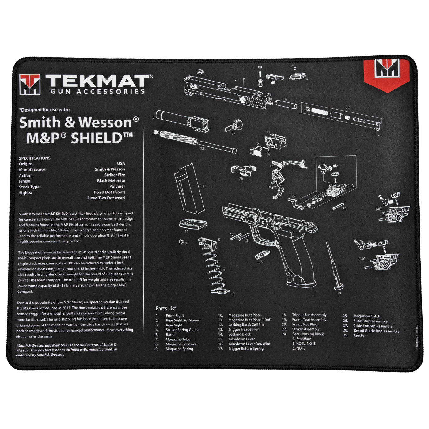 TekMat Ultra 20 Smith and Wesson MP Shield Gun Cleaning Mat