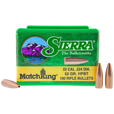 Sierra Bullets .22 Cal .224 - 52gr Hpbt Match 100ct