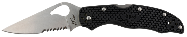 Spyderco Byrd, Spy By01psbk2  Byrd Harrier 2  Blk Frn Pln/serr