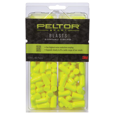 Peltor Sports Blast Disposable - Earplugs Neon Yellow 80 Pairs