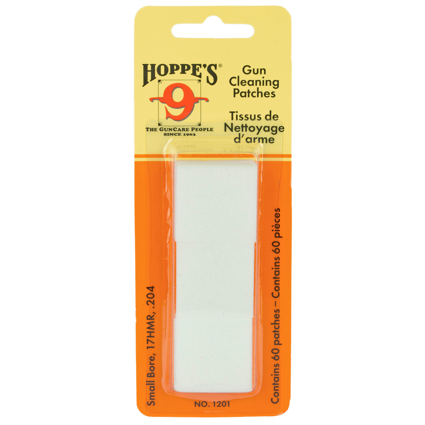 Hoppes Cleaning Patch #1 - .17 Caliber 60 Pack