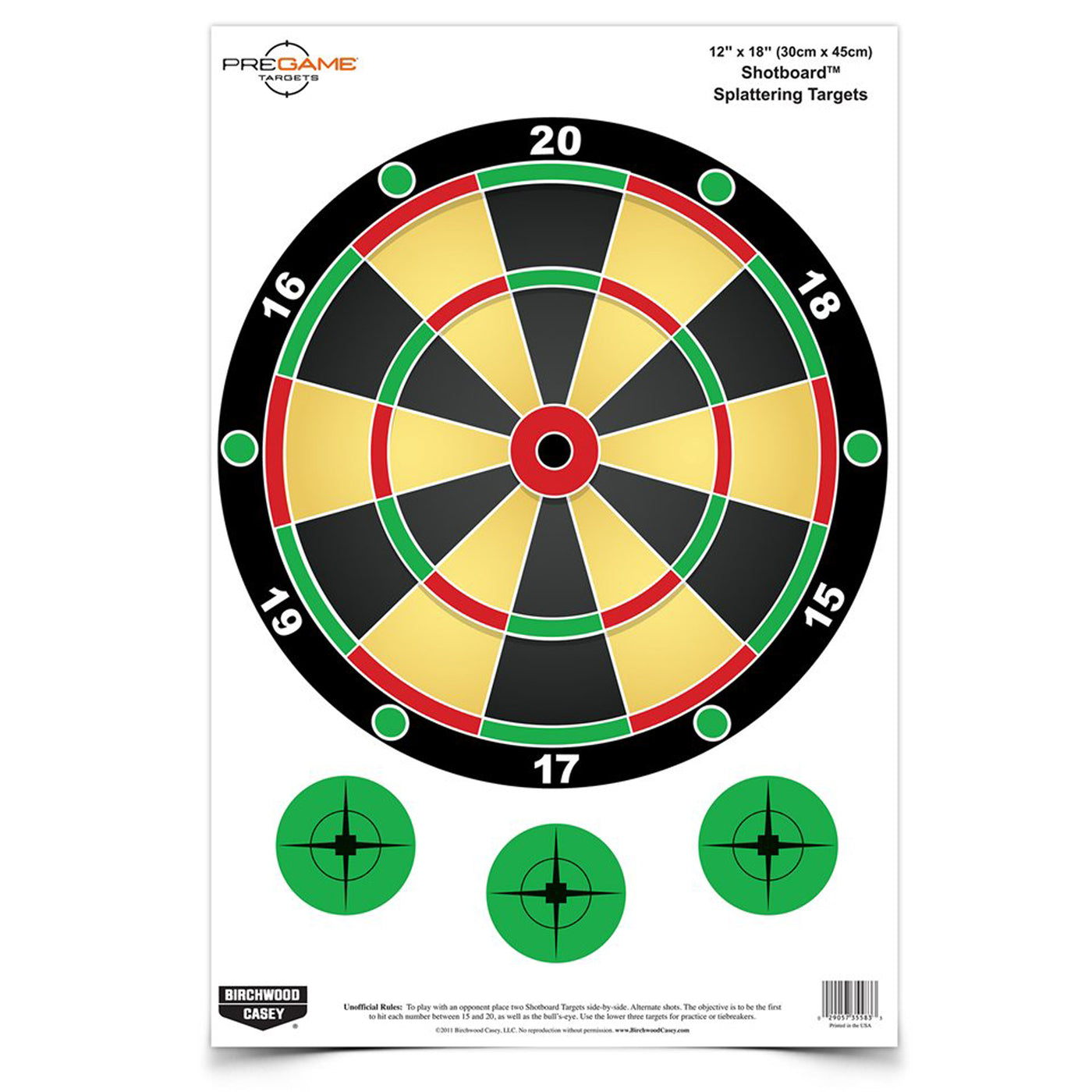 B/c Target Pregame 12"x18" - Shotboard 8 Targets