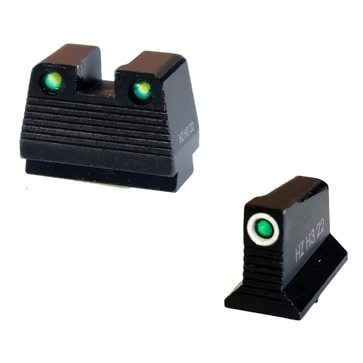 Hiviz Co-witness Trit Sght Set - For Glock Mos 9mm Grn/wht Ring