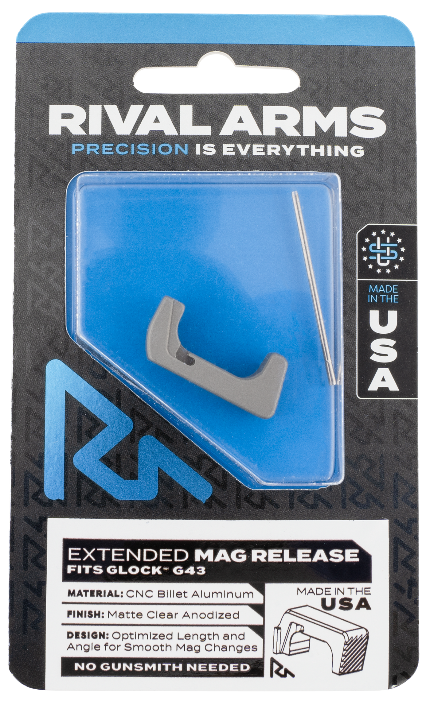 Rival Arms Magazine Release, Rival Ra72g003d    Mag Release Ext G43 Stl