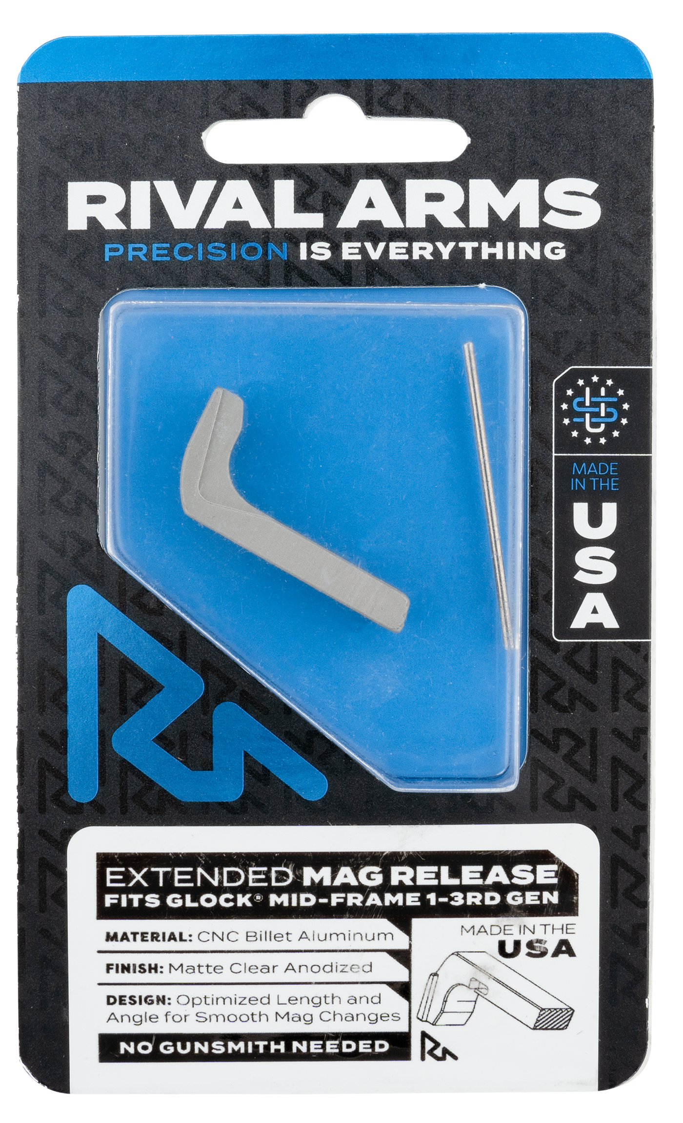 Rival Arms Magazine Release, Rival Ra72g001d    Mag Release Ext Glock Gen3 Stl