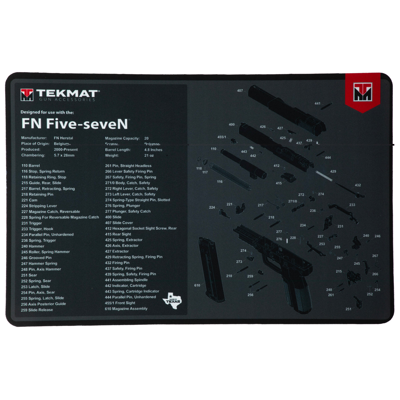 Tekmat Pstl Mat For Fn Five Svn Blk