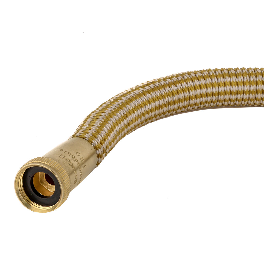 HoseCoil 50' Expandable PRO w/Brass Twist Nozzle & Nylon Mesh Bag - Gold/White