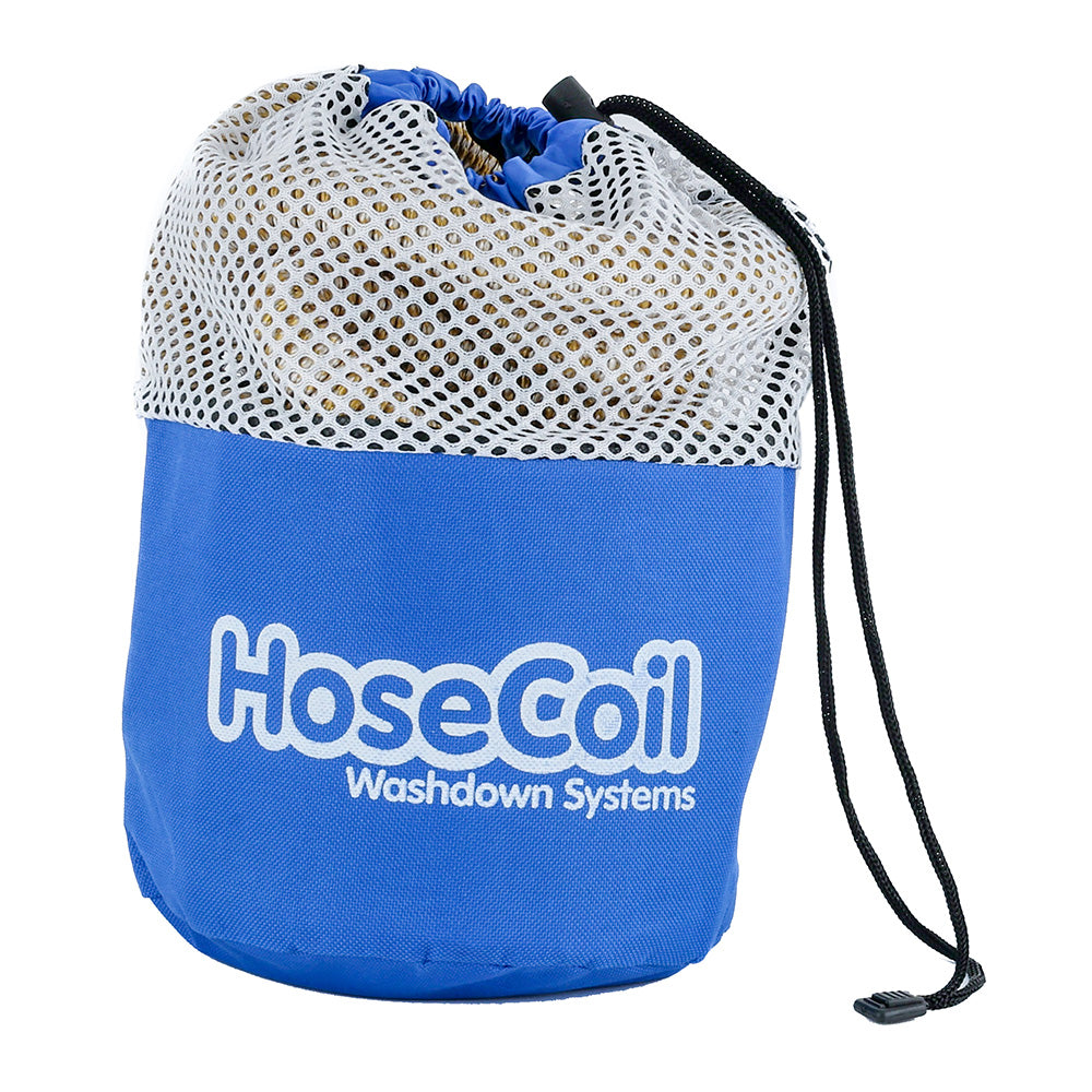 HoseCoil 50' Expandable PRO w/Brass Twist Nozzle & Nylon Mesh Bag - Gold/White